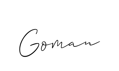 Goman stylish signature style. Best Handwritten Sign (Allison_Script) for my name. Handwritten Signature Collection Ideas for my name Goman. Goman signature style 2 images and pictures png