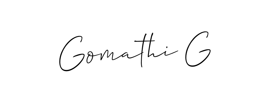 Create a beautiful signature design for name Gomathi G. With this signature (Allison_Script) fonts, you can make a handwritten signature for free. Gomathi G signature style 2 images and pictures png