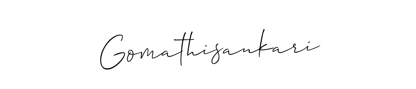 Similarly Allison_Script is the best handwritten signature design. Signature creator online .You can use it as an online autograph creator for name Gomathisankari. Gomathisankari signature style 2 images and pictures png