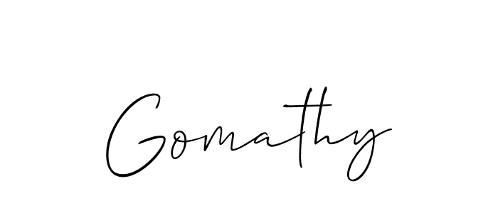 Design your own signature with our free online signature maker. With this signature software, you can create a handwritten (Allison_Script) signature for name Gomathy. Gomathy signature style 2 images and pictures png