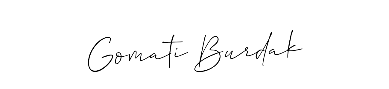 Make a beautiful signature design for name Gomati Burdak. With this signature (Allison_Script) style, you can create a handwritten signature for free. Gomati Burdak signature style 2 images and pictures png