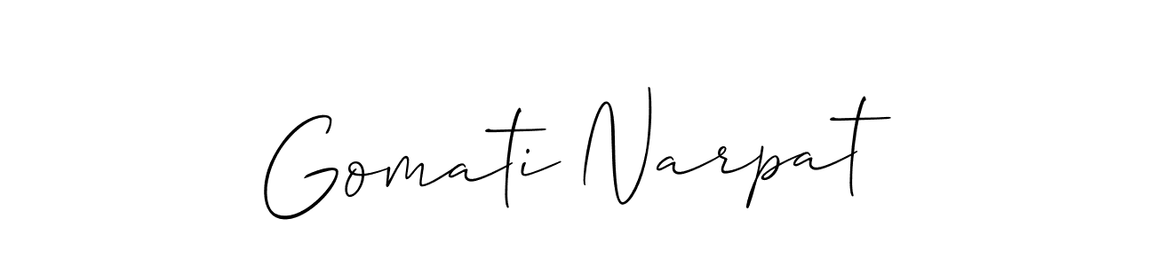 How to make Gomati Narpat name signature. Use Allison_Script style for creating short signs online. This is the latest handwritten sign. Gomati Narpat signature style 2 images and pictures png