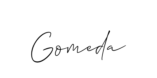Design your own signature with our free online signature maker. With this signature software, you can create a handwritten (Allison_Script) signature for name Gomeda. Gomeda signature style 2 images and pictures png