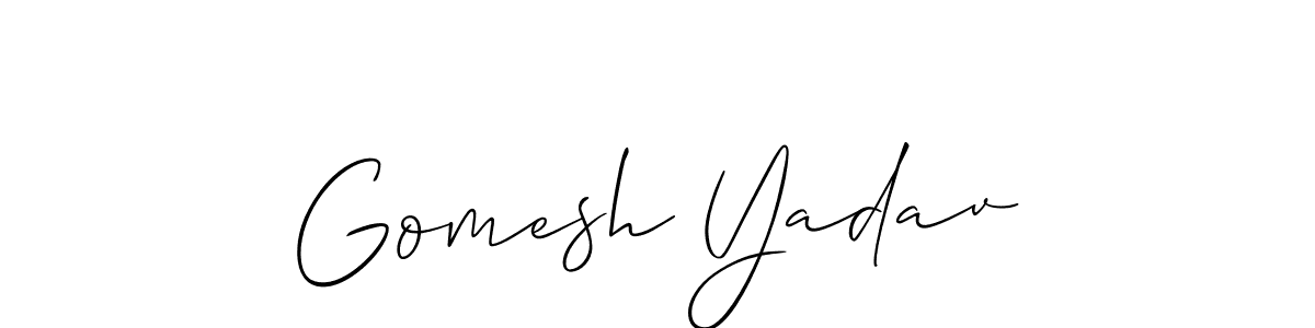 Make a beautiful signature design for name Gomesh Yadav. With this signature (Allison_Script) style, you can create a handwritten signature for free. Gomesh Yadav signature style 2 images and pictures png