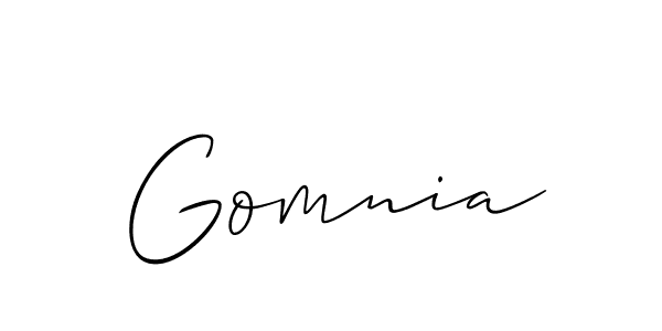 Create a beautiful signature design for name Gomnia. With this signature (Allison_Script) fonts, you can make a handwritten signature for free. Gomnia signature style 2 images and pictures png