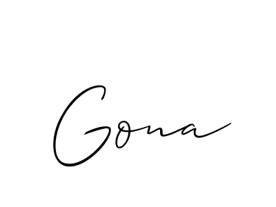 Use a signature maker to create a handwritten signature online. With this signature software, you can design (Allison_Script) your own signature for name Gona. Gona signature style 2 images and pictures png