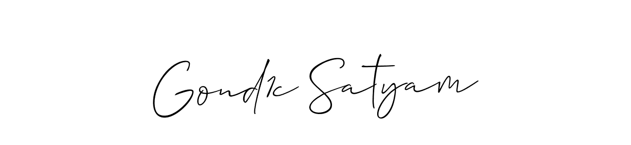 Make a beautiful signature design for name Gond1c Satyam. With this signature (Allison_Script) style, you can create a handwritten signature for free. Gond1c Satyam signature style 2 images and pictures png