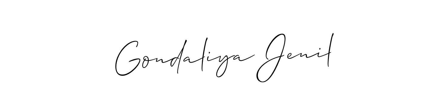 How to Draw Gondaliya Jenil signature style? Allison_Script is a latest design signature styles for name Gondaliya Jenil. Gondaliya Jenil signature style 2 images and pictures png