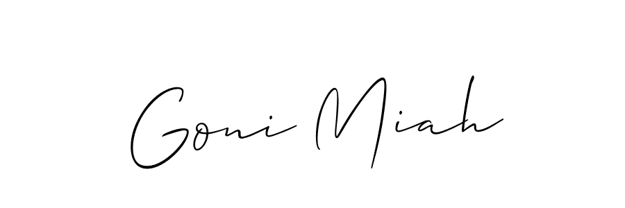 Use a signature maker to create a handwritten signature online. With this signature software, you can design (Allison_Script) your own signature for name Goni Miah. Goni Miah signature style 2 images and pictures png