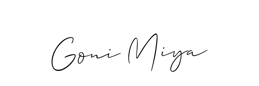 The best way (Allison_Script) to make a short signature is to pick only two or three words in your name. The name Goni Miya include a total of six letters. For converting this name. Goni Miya signature style 2 images and pictures png