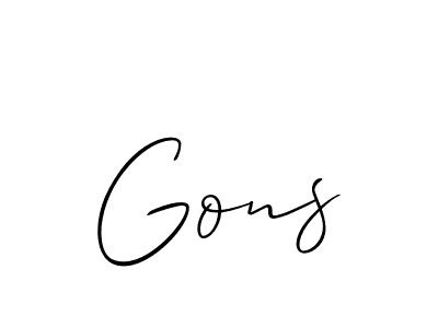 It looks lik you need a new signature style for name Gons. Design unique handwritten (Allison_Script) signature with our free signature maker in just a few clicks. Gons signature style 2 images and pictures png