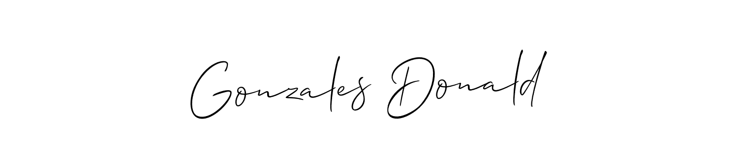 Use a signature maker to create a handwritten signature online. With this signature software, you can design (Allison_Script) your own signature for name Gonzales Donald. Gonzales Donald signature style 2 images and pictures png