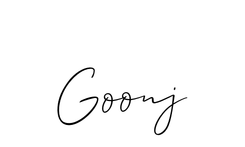 Also we have Goonj name is the best signature style. Create professional handwritten signature collection using Allison_Script autograph style. Goonj signature style 2 images and pictures png