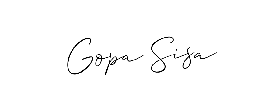 Make a beautiful signature design for name Gopa Sisa. With this signature (Allison_Script) style, you can create a handwritten signature for free. Gopa Sisa signature style 2 images and pictures png