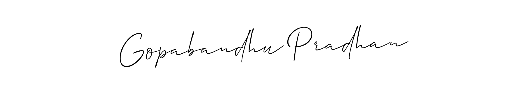 Create a beautiful signature design for name Gopabandhu Pradhan. With this signature (Allison_Script) fonts, you can make a handwritten signature for free. Gopabandhu Pradhan signature style 2 images and pictures png