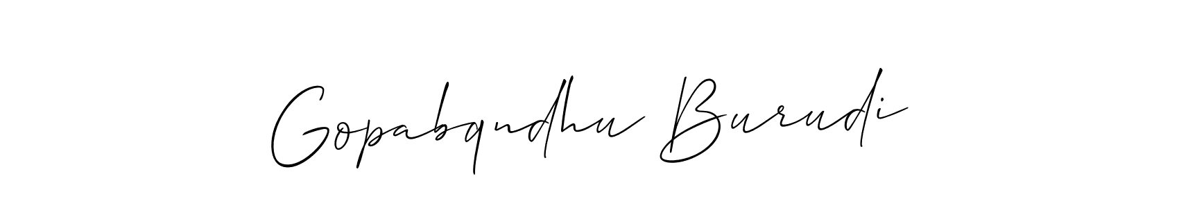 This is the best signature style for the Gopabqndhu Burudi name. Also you like these signature font (Allison_Script). Mix name signature. Gopabqndhu Burudi signature style 2 images and pictures png