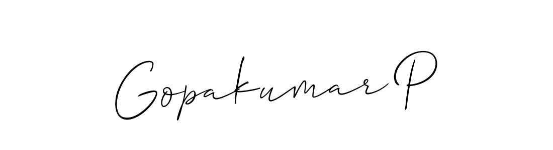 Make a beautiful signature design for name Gopakumar P. With this signature (Allison_Script) style, you can create a handwritten signature for free. Gopakumar P signature style 2 images and pictures png