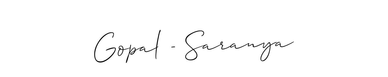 Make a beautiful signature design for name Gopal - Saranya. With this signature (Allison_Script) style, you can create a handwritten signature for free. Gopal - Saranya signature style 2 images and pictures png