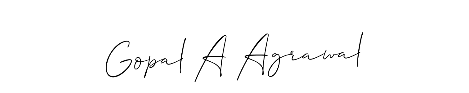 if you are searching for the best signature style for your name Gopal A Agrawal. so please give up your signature search. here we have designed multiple signature styles  using Allison_Script. Gopal A Agrawal signature style 2 images and pictures png