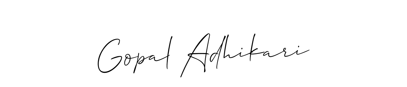if you are searching for the best signature style for your name Gopal Adhikari. so please give up your signature search. here we have designed multiple signature styles  using Allison_Script. Gopal Adhikari signature style 2 images and pictures png