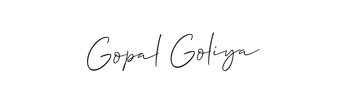 Create a beautiful signature design for name Gopal Goliya. With this signature (Allison_Script) fonts, you can make a handwritten signature for free. Gopal Goliya signature style 2 images and pictures png