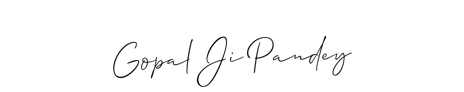The best way (Allison_Script) to make a short signature is to pick only two or three words in your name. The name Gopal Ji Pandey include a total of six letters. For converting this name. Gopal Ji Pandey signature style 2 images and pictures png