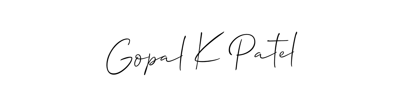 Make a beautiful signature design for name Gopal K Patel. With this signature (Allison_Script) style, you can create a handwritten signature for free. Gopal K Patel signature style 2 images and pictures png
