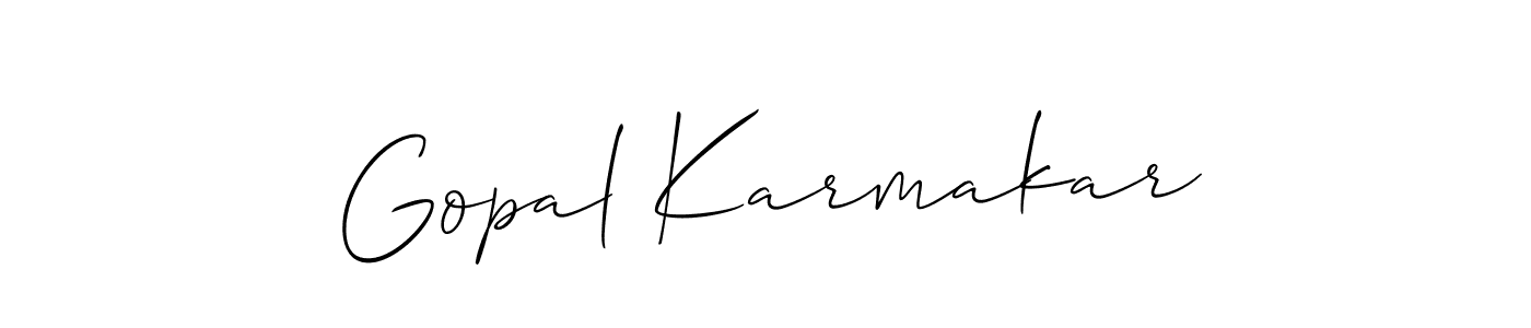 Also You can easily find your signature by using the search form. We will create Gopal Karmakar name handwritten signature images for you free of cost using Allison_Script sign style. Gopal Karmakar signature style 2 images and pictures png