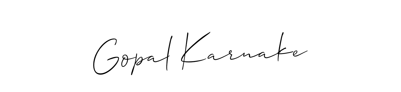 Use a signature maker to create a handwritten signature online. With this signature software, you can design (Allison_Script) your own signature for name Gopal Karnake. Gopal Karnake signature style 2 images and pictures png