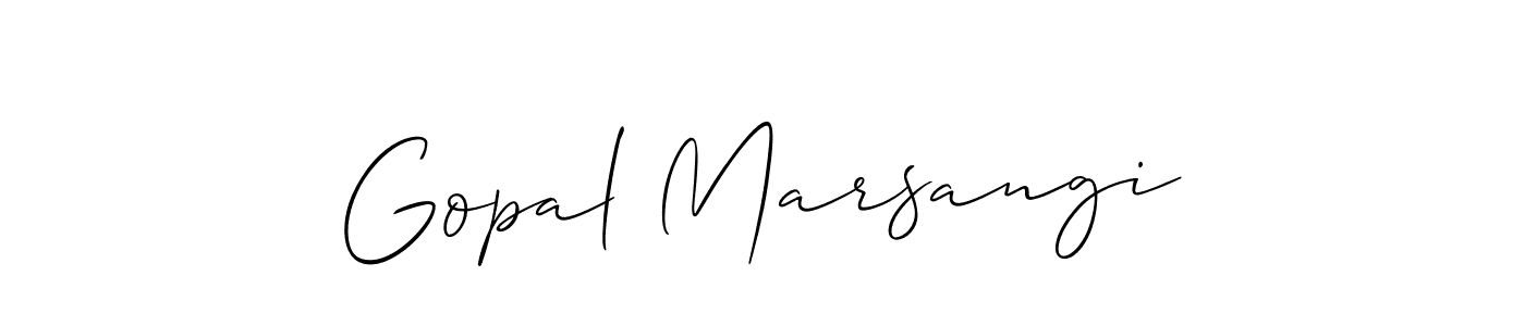 The best way (Allison_Script) to make a short signature is to pick only two or three words in your name. The name Gopal Marsangi include a total of six letters. For converting this name. Gopal Marsangi signature style 2 images and pictures png