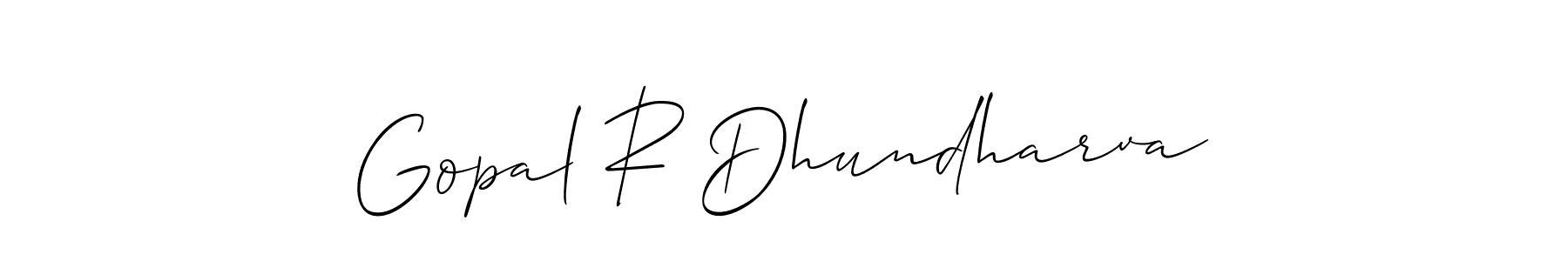 This is the best signature style for the Gopal R Dhundharva name. Also you like these signature font (Allison_Script). Mix name signature. Gopal R Dhundharva signature style 2 images and pictures png