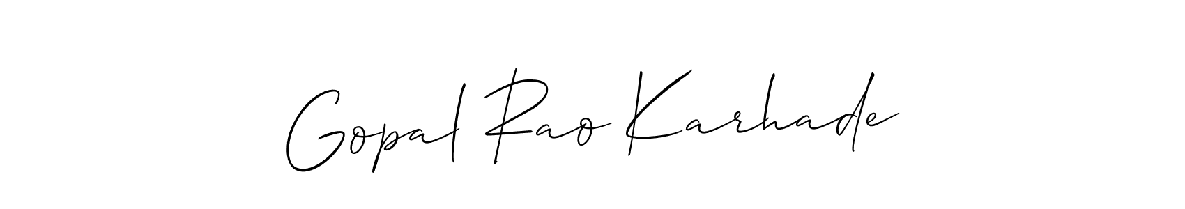 if you are searching for the best signature style for your name Gopal Rao Karhade. so please give up your signature search. here we have designed multiple signature styles  using Allison_Script. Gopal Rao Karhade signature style 2 images and pictures png