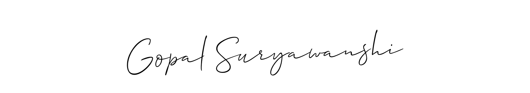 Make a short Gopal Suryawanshi signature style. Manage your documents anywhere anytime using Allison_Script. Create and add eSignatures, submit forms, share and send files easily. Gopal Suryawanshi signature style 2 images and pictures png