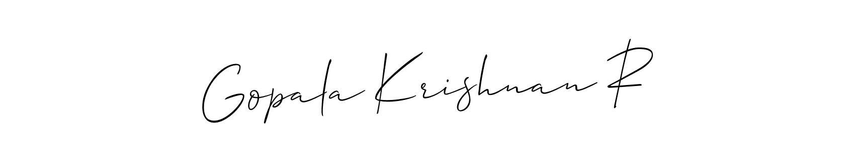 Create a beautiful signature design for name Gopala Krishnan R. With this signature (Allison_Script) fonts, you can make a handwritten signature for free. Gopala Krishnan R signature style 2 images and pictures png