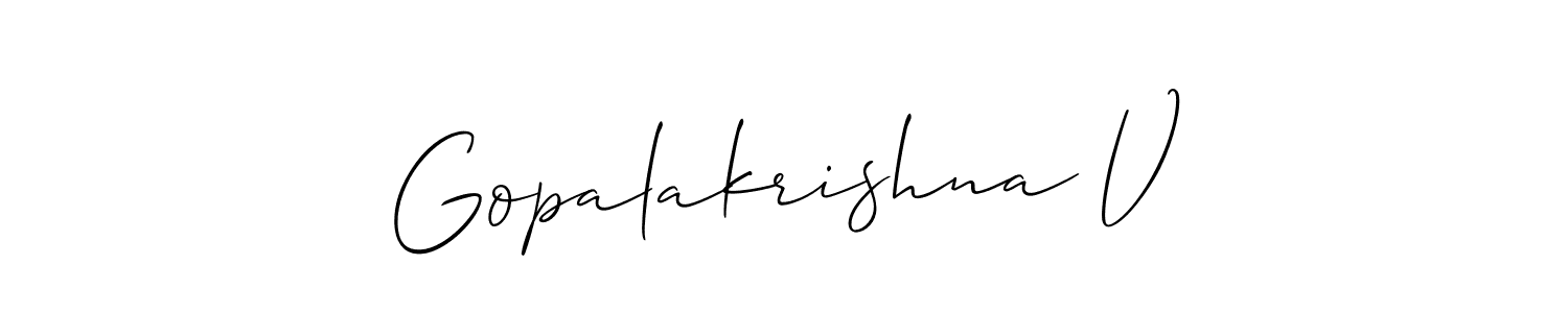 How to Draw Gopalakrishna V signature style? Allison_Script is a latest design signature styles for name Gopalakrishna V. Gopalakrishna V signature style 2 images and pictures png
