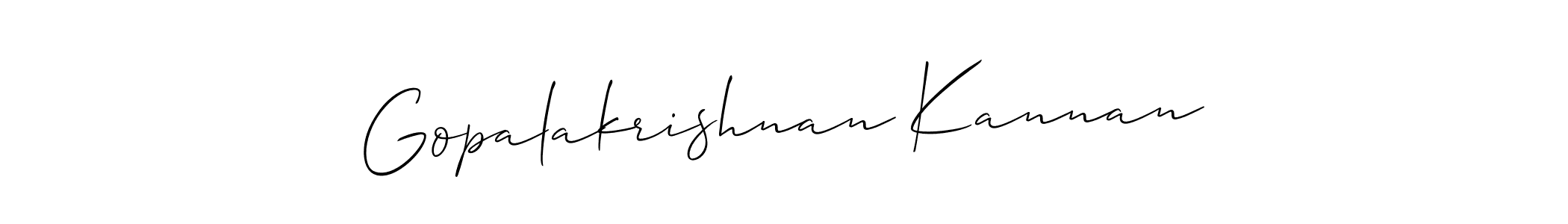 Make a short Gopalakrishnan Kannan signature style. Manage your documents anywhere anytime using Allison_Script. Create and add eSignatures, submit forms, share and send files easily. Gopalakrishnan Kannan signature style 2 images and pictures png