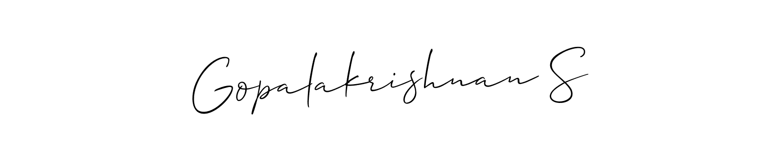 Make a beautiful signature design for name Gopalakrishnan S. With this signature (Allison_Script) style, you can create a handwritten signature for free. Gopalakrishnan S signature style 2 images and pictures png