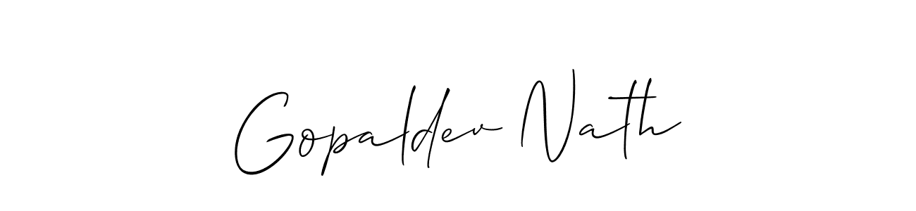Also we have Gopaldev Nath name is the best signature style. Create professional handwritten signature collection using Allison_Script autograph style. Gopaldev Nath signature style 2 images and pictures png