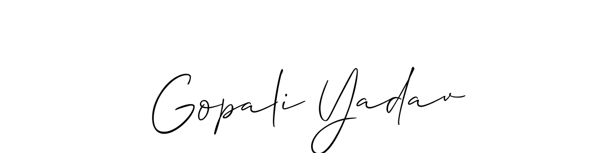 Allison_Script is a professional signature style that is perfect for those who want to add a touch of class to their signature. It is also a great choice for those who want to make their signature more unique. Get Gopali Yadav name to fancy signature for free. Gopali Yadav signature style 2 images and pictures png