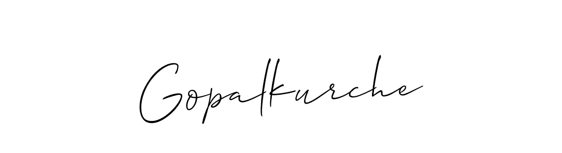 Use a signature maker to create a handwritten signature online. With this signature software, you can design (Allison_Script) your own signature for name Gopalkurche. Gopalkurche signature style 2 images and pictures png