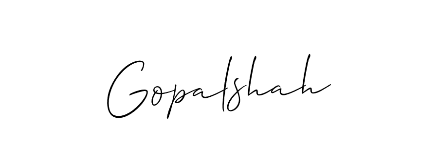 Also You can easily find your signature by using the search form. We will create Gopalshah name handwritten signature images for you free of cost using Allison_Script sign style. Gopalshah signature style 2 images and pictures png