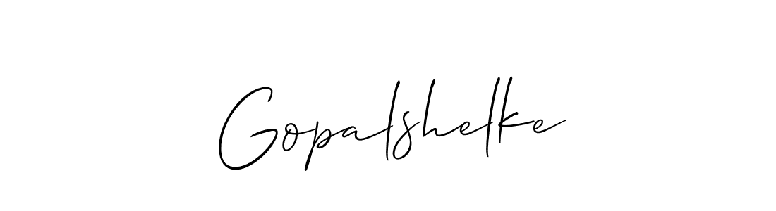 Make a short Gopalshelke signature style. Manage your documents anywhere anytime using Allison_Script. Create and add eSignatures, submit forms, share and send files easily. Gopalshelke signature style 2 images and pictures png