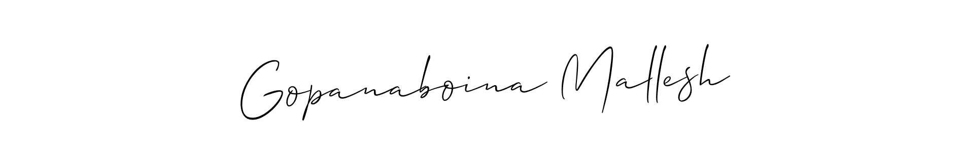Allison_Script is a professional signature style that is perfect for those who want to add a touch of class to their signature. It is also a great choice for those who want to make their signature more unique. Get Gopanaboina Mallesh name to fancy signature for free. Gopanaboina Mallesh signature style 2 images and pictures png