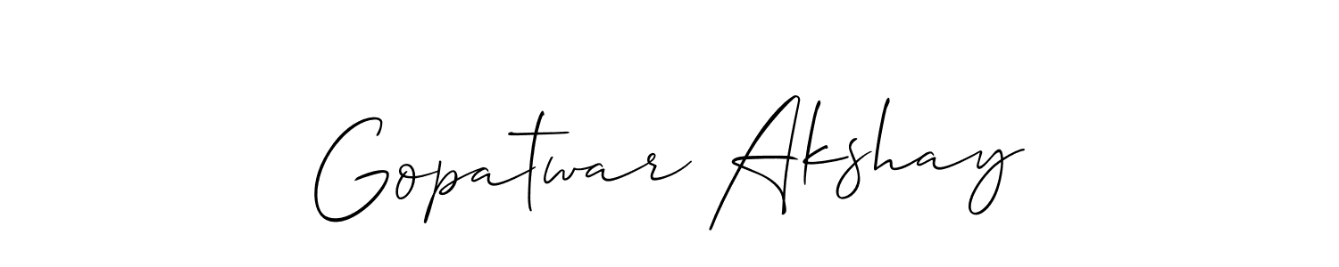 This is the best signature style for the Gopatwar Akshay name. Also you like these signature font (Allison_Script). Mix name signature. Gopatwar Akshay signature style 2 images and pictures png