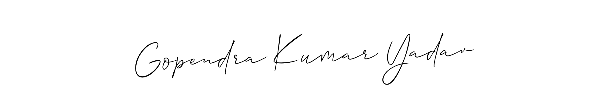 How to make Gopendra Kumar Yadav name signature. Use Allison_Script style for creating short signs online. This is the latest handwritten sign. Gopendra Kumar Yadav signature style 2 images and pictures png