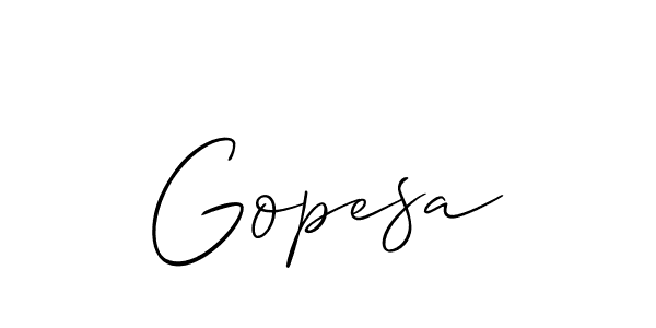 if you are searching for the best signature style for your name Gopesa. so please give up your signature search. here we have designed multiple signature styles  using Allison_Script. Gopesa signature style 2 images and pictures png