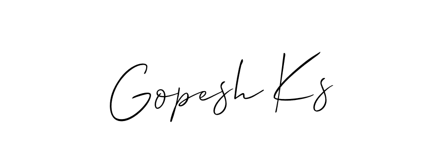 The best way (Allison_Script) to make a short signature is to pick only two or three words in your name. The name Gopesh Ks include a total of six letters. For converting this name. Gopesh Ks signature style 2 images and pictures png