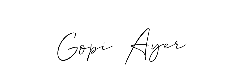Make a short Gopi  Ayer signature style. Manage your documents anywhere anytime using Allison_Script. Create and add eSignatures, submit forms, share and send files easily. Gopi  Ayer signature style 2 images and pictures png