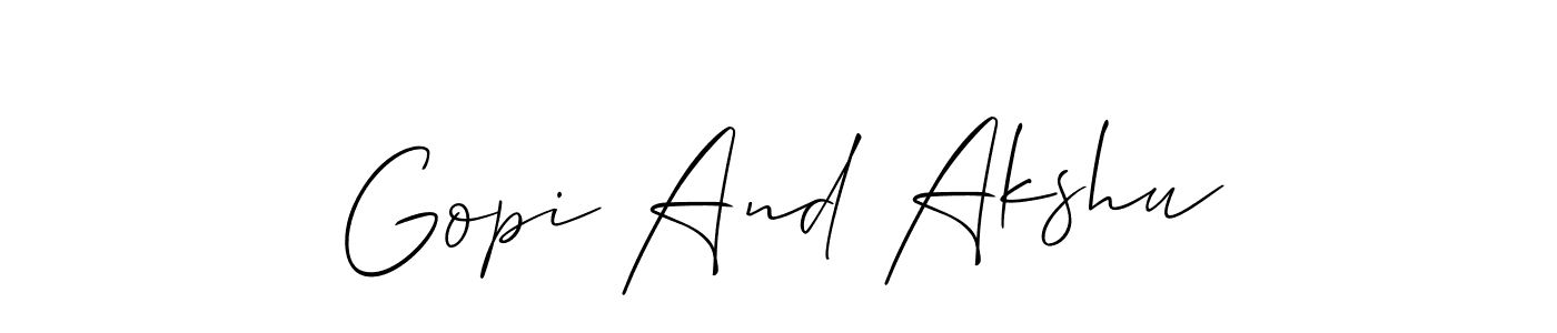 Also we have Gopi And Akshu name is the best signature style. Create professional handwritten signature collection using Allison_Script autograph style. Gopi And Akshu signature style 2 images and pictures png