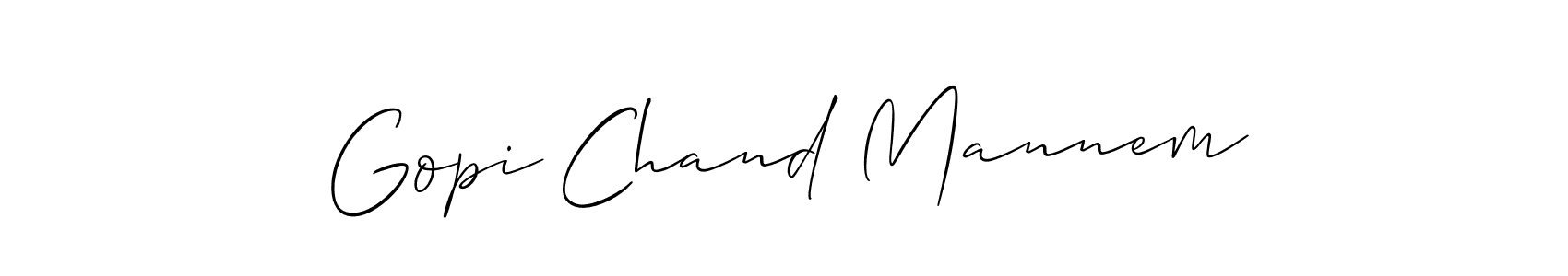 How to make Gopi Chand Mannem name signature. Use Allison_Script style for creating short signs online. This is the latest handwritten sign. Gopi Chand Mannem signature style 2 images and pictures png